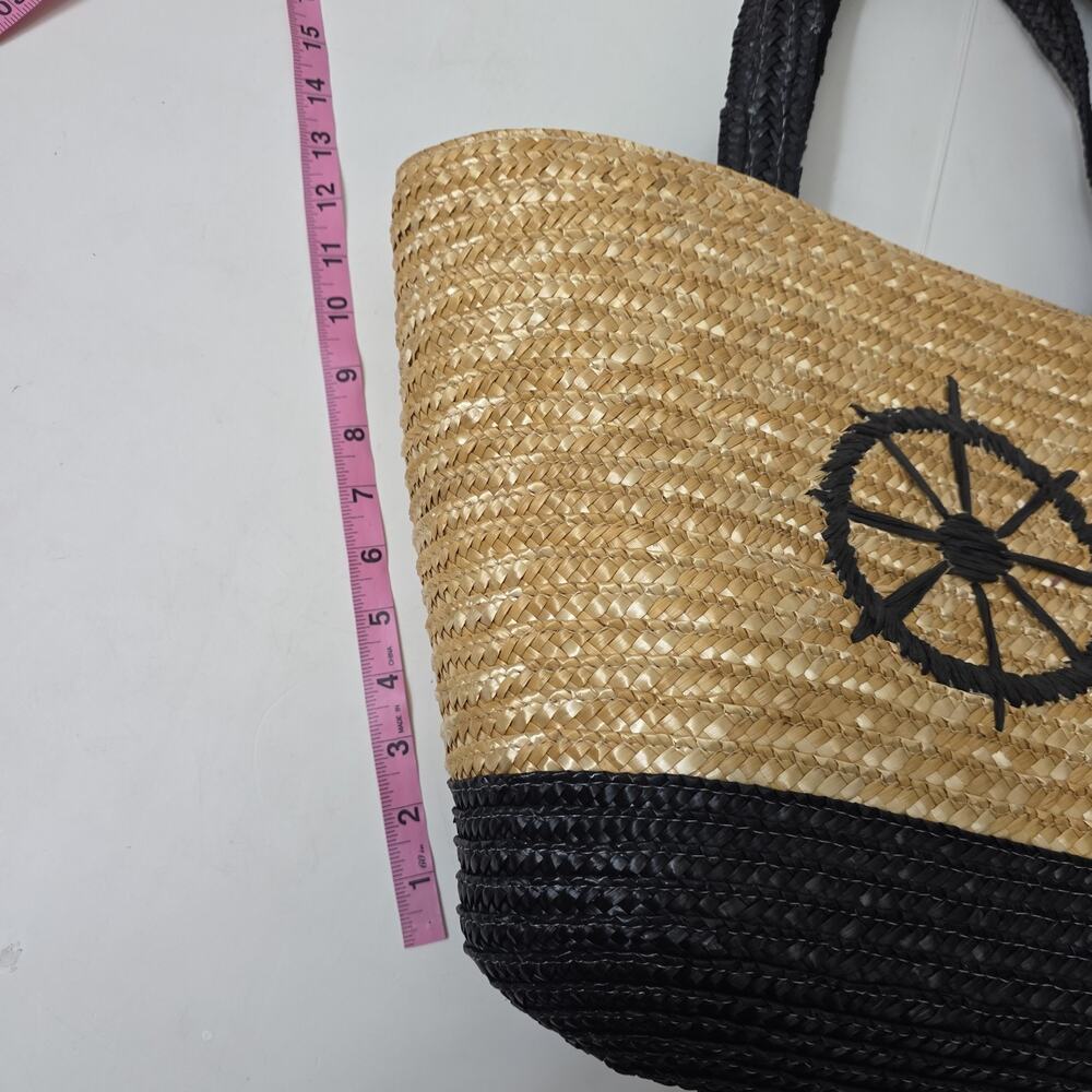 Large Straw Tote Bag, Woven Beach Nautical Shoulder Bag NWT Lightweight - Picture 6 of 7